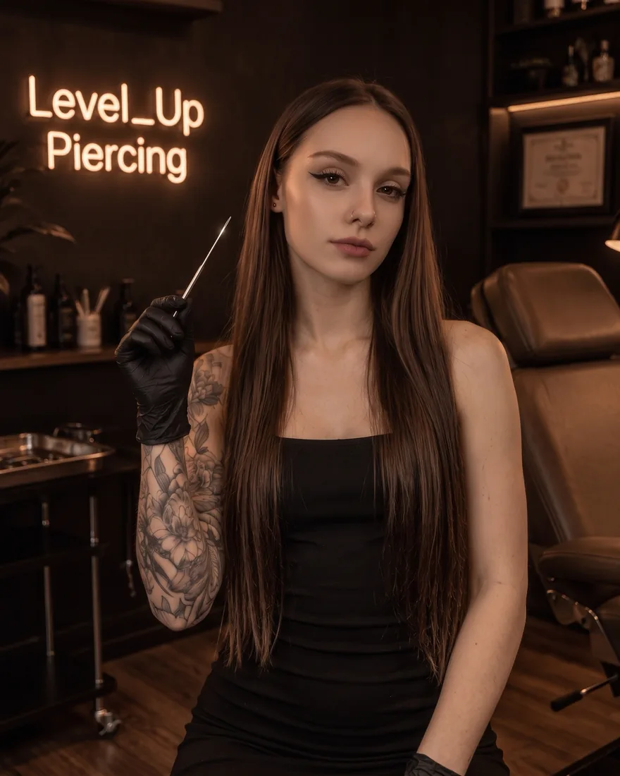 Виктория Мамеева — мастер пирсинга Level Up
